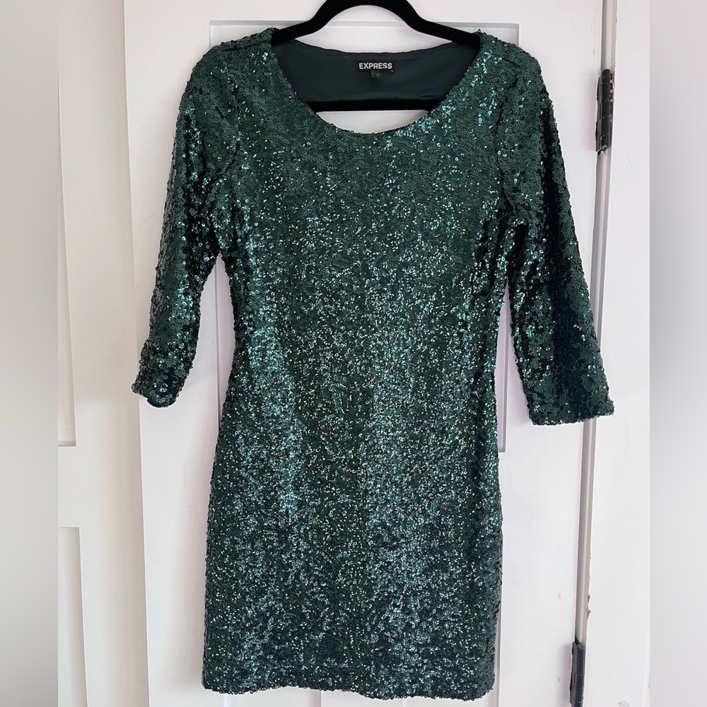 Green sequin mini dress from Express